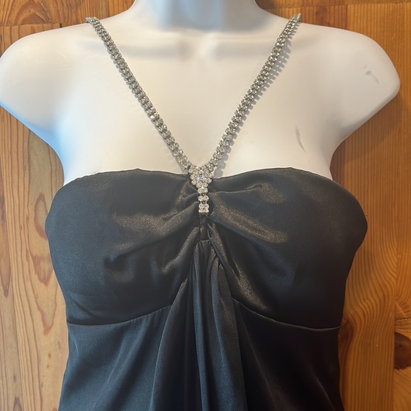 Black Mini Dress With Jeweled Halter Neckline, Size Medium - Picture 2 of 6
